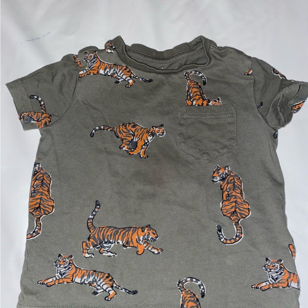 Rumi + Ryder 3T boys olive green tiger t shirt